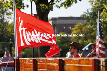 Jake Jundt a former Husker Cheer squad member and current assistant with the team, awaits the start 