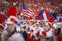 The Cornhusker Marching Band plays as the ROTC Colorguard march in. Nebraska vs. Indiana football Ho