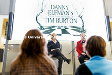 Danny Elfman, in black, talks with the Lied’s Bill Stephan, at the Carson Center for Emerging Medi