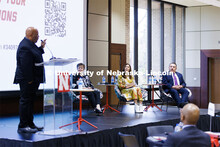 Jamal Watson, editor of Diverse: Issues in Higher Education, moderates a panel discussion with, from