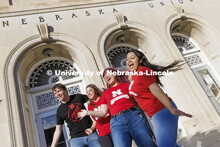 First Gen students Cordell Vrbka, Sammy Smith, Jessica Dunn and Meylin Espinoza pose for a photo out