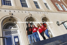 First Gen students Cordell Vrbka, Jessica Dunn, Sammy Smith and Meylin Espinoza pose for a photo out