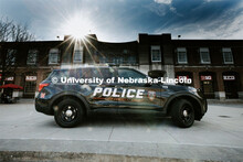 UNL Police Department displays their new cruiser with the new all-black paint scheme at the Nebraska