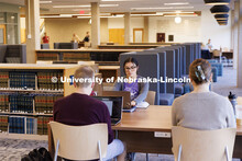 First year law student Paige Langley from Sydney, Nebraska, studies with friends in the renovated Sc