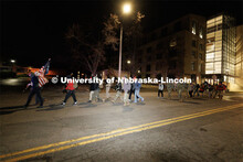 Ruck Marchers begin the march going east through the Veterans Tribute and along Vine street. Nebrask