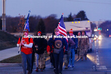 Ruck Marchers begin the march going east through the Veterans Tribute and along Vine street. From le