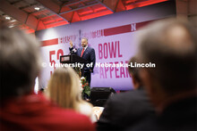Matt Rhule, Nebraska's 31st head football coach, talks during his introduction in the Hawks Champion