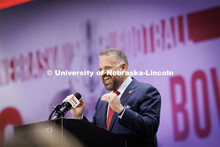 Matt Rhule, Nebraska's 31st head football coach, talks during his introduction in the Hawks Champion