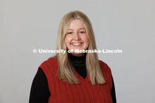 Studio portrait of Shaeley Wiese, ASEM New Student Enrollment Orientation Leaders. December 5, 2022.