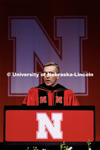 Chancellor Ronnie Green addresses the graduates at the beginning of the ceremony. Winter Undergradua