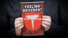 Reiger holds a copy of the book he co-authored, "Feeling Different." Sage Reiger, a videographer/edi