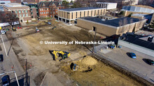 The former parking lots at 10th and Q are being excavated as the new Fine and Performing Arts buildi