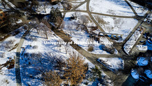 Aerial view of City Campus. Spring semester begins with some snow and ice. January 23, 2023. 