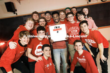 Brandon McMiller, a sophomore in broadcasting, is surrounded by his fellow Bathtub Dogs. February 8,