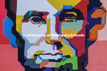 A quilt depicting Abraham Lincoln is on display in the lobby of the Quilt Center. February 8, 2023. 