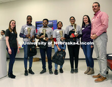 The winning team takes a photo with the competition judges. Pictured are (from left) Nicolle Kaliff,