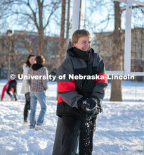 UNL students plays volleyball with friends on Thursday outside the Harper Schramm Smith residence ha