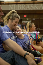 Braden Standage laughs to his mother, Shannon Standage during Huskerthon. University of Nebraska–L