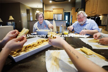 Sherri Jones, dean of college of education and human sciences, makes tamales in her home kitchen. Th