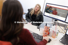 Academic Advisor Daniela Martinez advises a student. Explore Center photo shoot. March 22, 2023. 