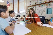 Morgan Twiss, a senior in elementary education from Central City, student teaches in Amy Pinegar’s