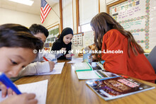 Morgan Twiss, a senior in elementary education from Central City, student teaches in Amy Pinegar’s