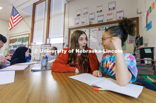 Morgan Twiss, a senior in elementary education from Central City, student teaches in Amy Pinegar’s