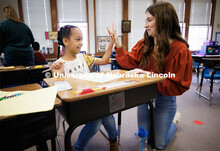 Morgan Twiss, a senior in elementary education from Central City, student teaches in Amy Pinegar’s