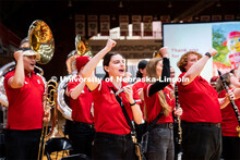 Members of the University of Nebraska-Lincoln marching band preform during Admitted Student Day insi