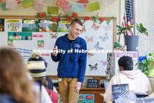 Jordan Brandt, senior in Spanish, student teaches at Lincoln Southeast High School. March 28, 2023. 