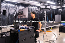 Sophomore emerging media arts major Xander Muniz prepares an environment in Unreal Engine that will 