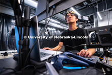 Sophomore emerging media arts major Xander Muniz prepares an environment in Unreal Engine that will 
