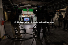 The on-air talent watch as a final segment airs on the broadcast. Students produce their Nebraska Ni