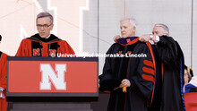 Former Senator and Nebraska Governor Bob Kerrey receives an honorary Doctor of Law degree at commenc
