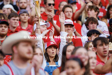 Maggie Norris Is all N to the corn as she cheers during the first half. Northern Illinois football i