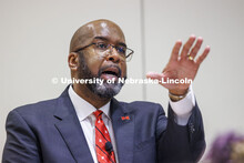 Chancellor Rodney Bennett delivers his vision to an assembled group of deans and directors in the Ne