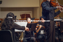 Andrea Alvarado and the strings play Suite for Viola and Orchestra while Gabriel Marks, a Sophomore 