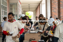 Student volunteers for the Big Event pick out a lunch before the start of the event. May 4, 2024. 