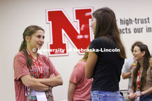 NSE student groups meet in a Hawks Hall classroom. Final day of 2024 New Student Enrollment. Campus 