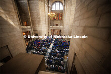 President Jeffrey P. Gold, M.D. speaks at the Investiture Ceremony in the Nebraska State Capitol. Se