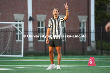 Bennett Yellow Bird a Senior Nutritional Science and Dietetics major officiates intramural football 