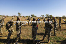 ROTC cadets on fall exercise at Mead, Nebraska, practice their proper grenade throwing technique. Oc