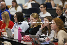 Students listening in a law college lecture hall. College of Law photoshoot. October 10, 2024. 