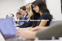 Students listening in a law college lecture hall. College of Law photoshoot. October 10, 2024. 