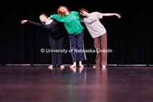 Brinna Stephens, from left, Jenna Schweigert and Faith Polivanov rehearse a piece created by Skylar 