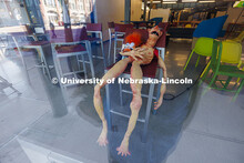 A man-like prop sits on a chair in the Johnny Carson Emerging Media Arts. On Campus. December 10, 20