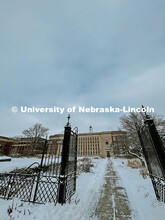 Love Garden gates are covered in snow. Snow on City Campus. January 8, 2024. Taylor DeMaro / Univers