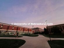 Sidewalks leading up to the west side of Love Library. Summer photos on City Campus. July 1, 2024. T