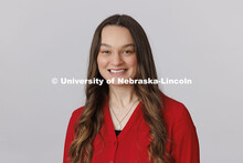 Studio portrait of Lorelei Dalton. New Student Enrollment Orientation Leaders. December 13, 2024. 