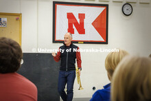 Mark David, the Principal Trumpet from the Academy of St. Martin in the Fields Orchestra gives point